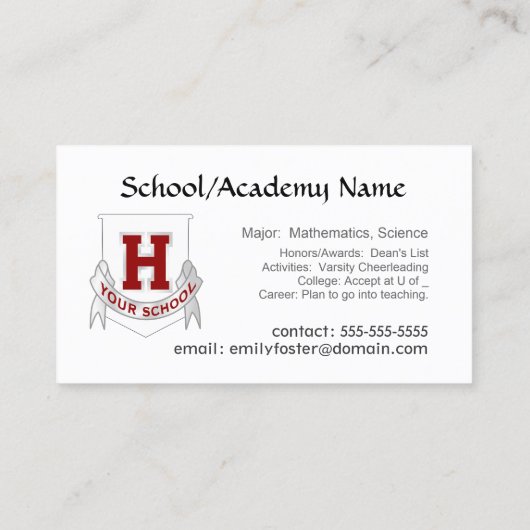 Persoonlijke Afstuderen Contactkaartje (Achterkant)