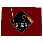 Persoonlijke afstuderen donkerrood groot cadeauzakje (Achterkant)