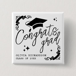 Persoonlijke afstuderen Elegant script sterren & b Vierkante Button 5,1 Cm