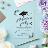 Persoonlijke afstuderen elegante script sterren & acryl uitnodigingen (Insitu (Huwelijk))