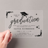 Persoonlijke afstuderen elegante script sterren & acryl uitnodigingen (Insitu (Draagbaar))