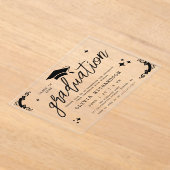 Persoonlijke afstuderen elegante script sterren & acryl uitnodigingen (Laagn)