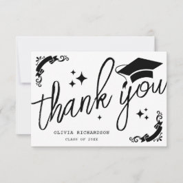 Persoonlijke afstuderen elegante script sterren &  bedankkaart