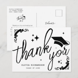 Persoonlijke afstuderen elegante script sterren &  briefkaart
