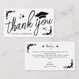 Persoonlijke afstuderen elegante script sterren &  notitiekaartje