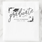 Persoonlijke afstuderen elegante script sterren & rechthoekige sticker (Tas)