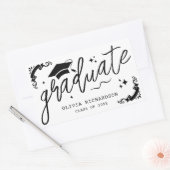 Persoonlijke afstuderen elegante script sterren & rechthoekige sticker (Envelop)