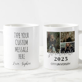Persoonlijke afstuderen met 3 foto's koffiemok