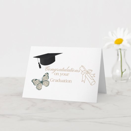 Persoonlijke Afstuderen met Vlinders en Hoed Kaart (Kleine Plant)