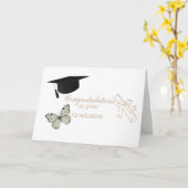 Persoonlijke Afstuderen met Vlinders en Hoed Kaart (Gele Bloem)