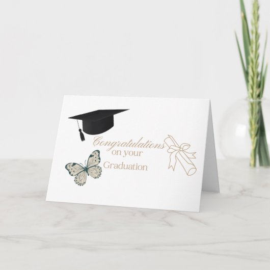 Persoonlijke Afstuderen met Vlinders en Hoed Kaart (Voorkant)