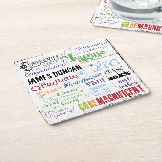 Persoonlijke Afstuderen Word Art Kartonnen Onderzetters (Schuin)