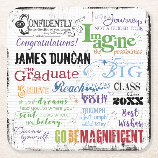 Persoonlijke Afstuderen Word Art Kartonnen Onderzetters (Voorkant)
