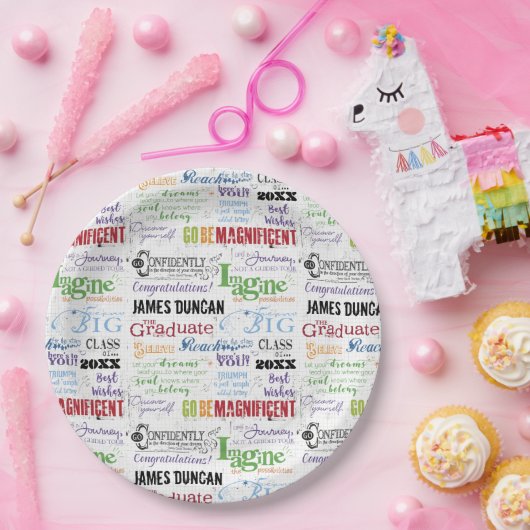 Persoonlijke Afstuderen Word Art Papieren Bordje (Feest)