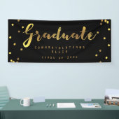 Persoonlijke Afstuderen zwarte Faux Gold Confetti Spandoek (Beurs)