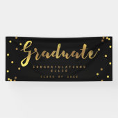 Persoonlijke Afstuderen zwarte Faux Gold Confetti Spandoek (Horizontaal)