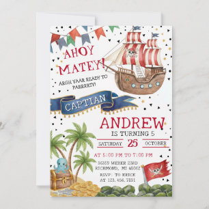Persoonlijke Ahoy Matrozen Piratenschip Verjaardag Kaart