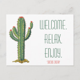 Persoonlijke Airbnb Welkomstmandkaart Cactus Uitnodiging Briefkaart