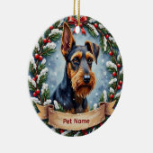 Persoonlijke Airedale Terrier Kerstmis Keramisch Ornament (Rechts)