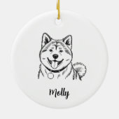 Persoonlijke Akita-hond Kerstmis Keramisch Ornament (Achterkant)