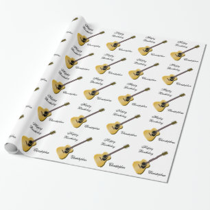 Persoonlijke akoestische gitaar verjaardag cadeaupapier