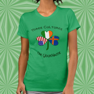 Persoonlijke Åland Ierland USA Shamrock Dames T-shirt