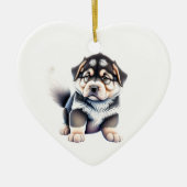 Persoonlijke Alaskan Malamute Puppy Hond Hart Keramisch Ornament (Voorkant)