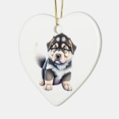 Persoonlijke Alaskan Malamute Puppy Honden Hart Keramisch Ornament (Links)