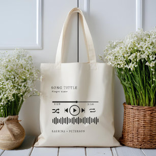 Persoonlijke albumhoes Favoriete lied Huwelijk Tote Bag