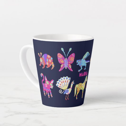 Persoonlijke Alebrije Mexicaanse dieren Folk Art Latte Mok (Linkerhoek)