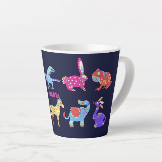 Persoonlijke Alebrije Mexicaanse Dieren Volkskunst Latte Mok (Rechterhoek)