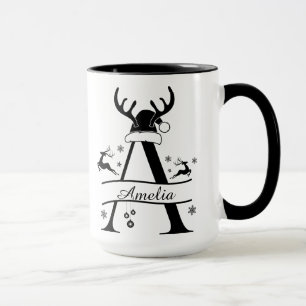 Persoonlijke alfabet 'A' kerst koffiemok Mok