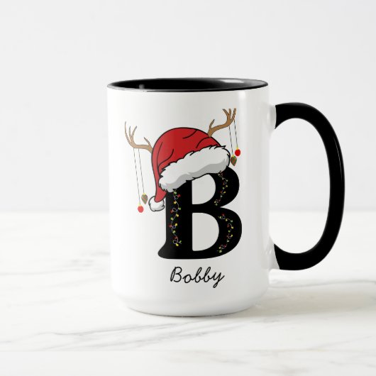 Persoonlijke alfabet 'B' Kerstmug Mok (Rechts)
