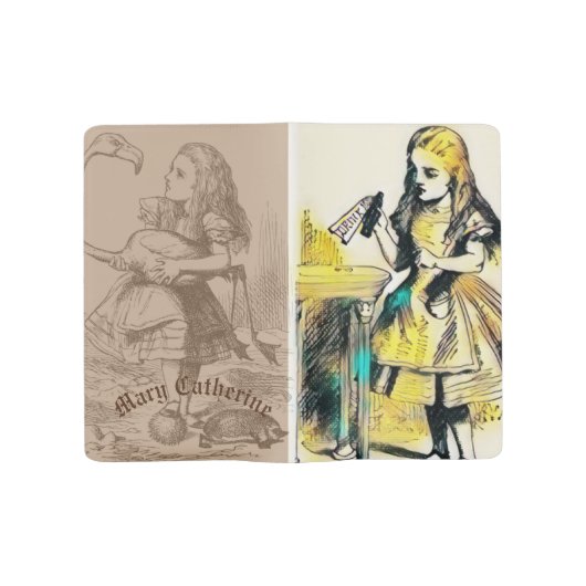 Persoonlijke Alice's avonturen in Wonderland Groot Moleskine Notitieboekje (Geopend)