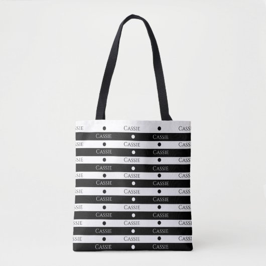 Persoonlijke All Over Print Strepen Tote Tas (Voorkant)