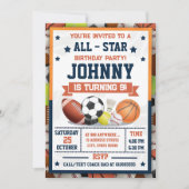 Persoonlijke All-Star Printable Sport MVP Party Kaart (Voorkant)