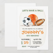 Persoonlijke All Star Sport Verjaardagsfeestuitnod Kaart (Voorkant / Achterkant)