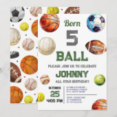 Persoonlijke All Star Sport Verjaardagsfeestuitnod Kaart (Voorkant / Achterkant)