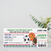 Persoonlijke All Star Sports Ticket Verjaardag Kaart (Staand voorkant)