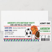 Persoonlijke All Star Sports Ticket Verjaardag Kaart (Voorkant / Achterkant)