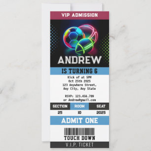 Persoonlijke All Star Sports Ticket Verjaardag Kaart