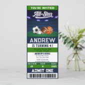 Persoonlijke All Star Sports Ticket Verjaardag Kaart (Staand voorkant)