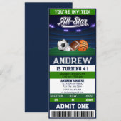 Persoonlijke All Star Sports Ticket Verjaardag Kaart (Voorkant / Achterkant)