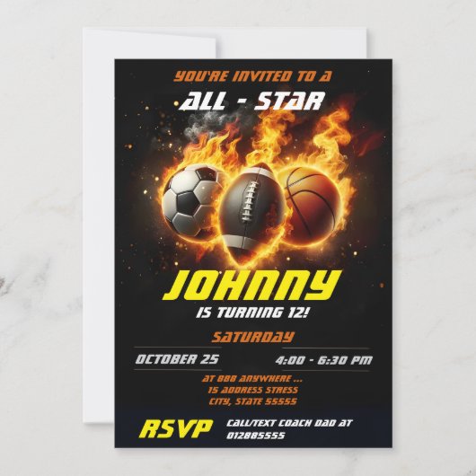 Persoonlijke All Star Sports verjaardagsfeest MVP Kaart (Voorkant)