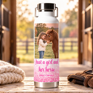 Persoonlijke Alleen een meisje en haar paard Roze Waterfles