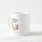 Persoonlijke Alphabet G Bloem Monogram Koffiemok (Voorkant links)