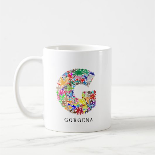 Persoonlijke Alphabet G Bloem Monogram Koffiemok (Links)