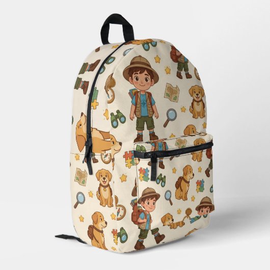 Persoonlijke Alphaland Kid Explorer Rugzak Beige (Achterkant Hoek Links)