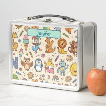 Persoonlijke Alphaland Kids Lunch Box Beige staal