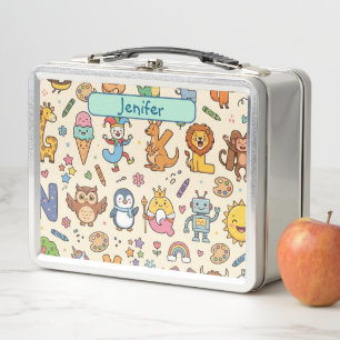 Persoonlijke Alphaland Kids Lunch Box Beige staal